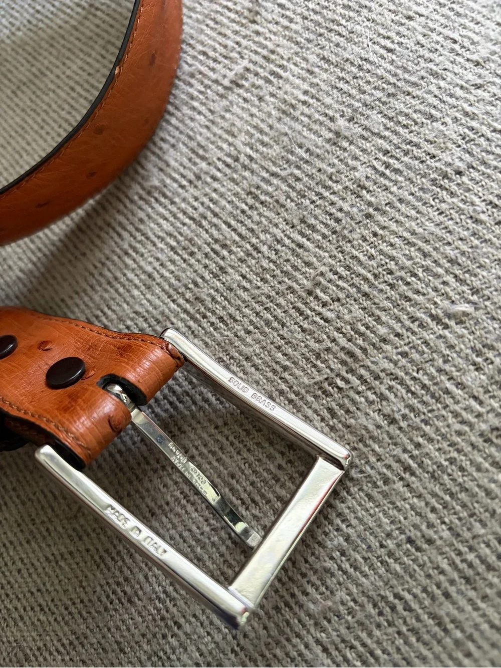 Ben Silver Charleston genuine Ostrich belt- Made in Italy like new
